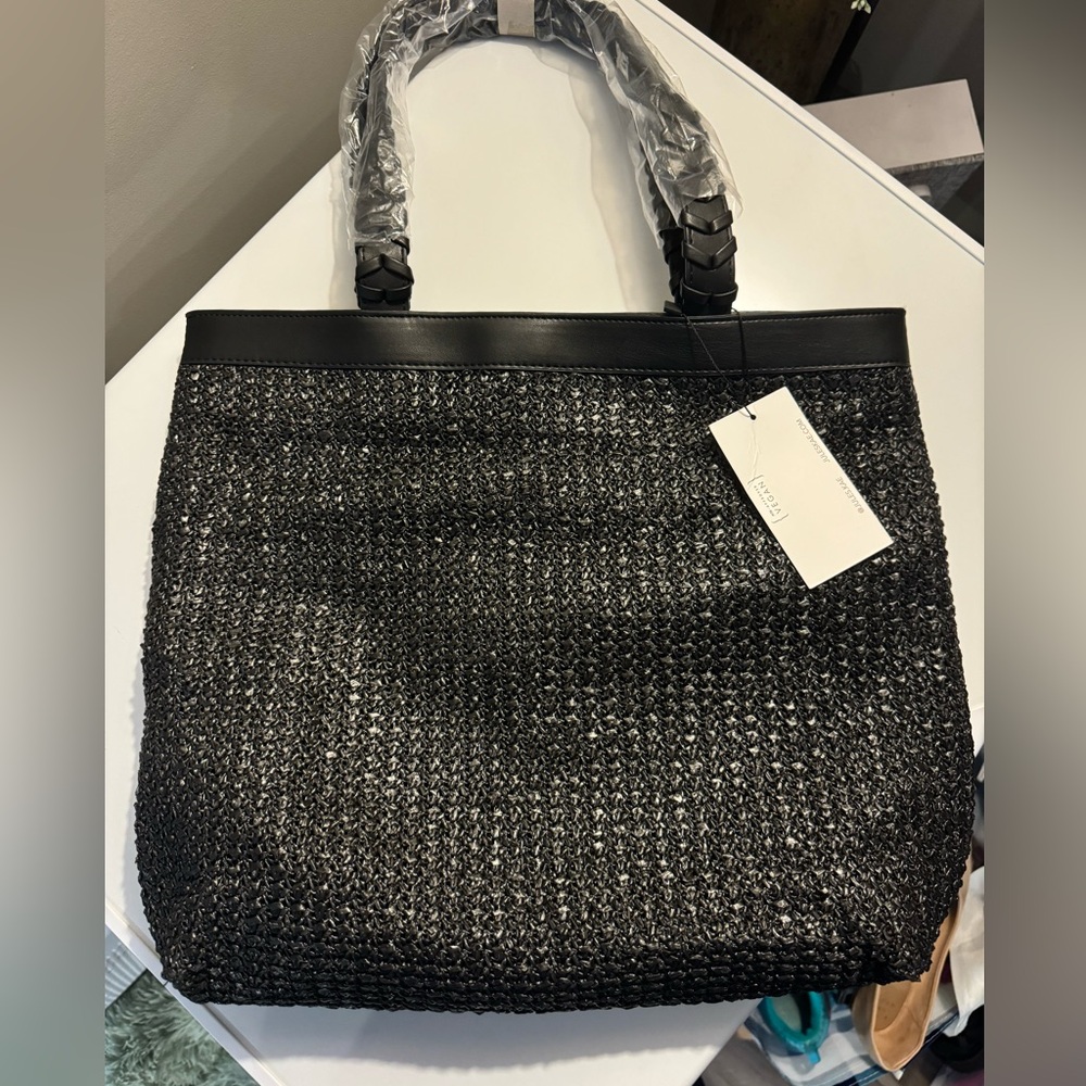 Black woven shopper Tote